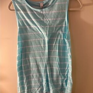Lorna Jane Light Blue and White Striped Top
